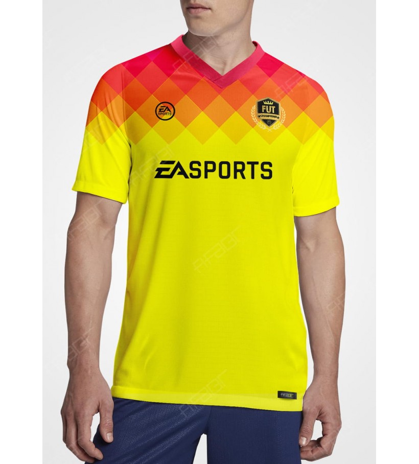 Camisa Fut Champions Elite Edition Amarela e Rosa Degradê