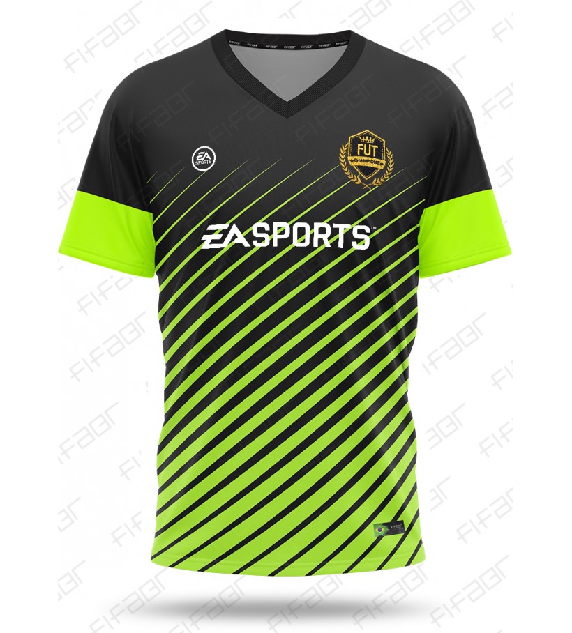 Camisa Fut Champions Elite Edition Preta e Verde Florescente